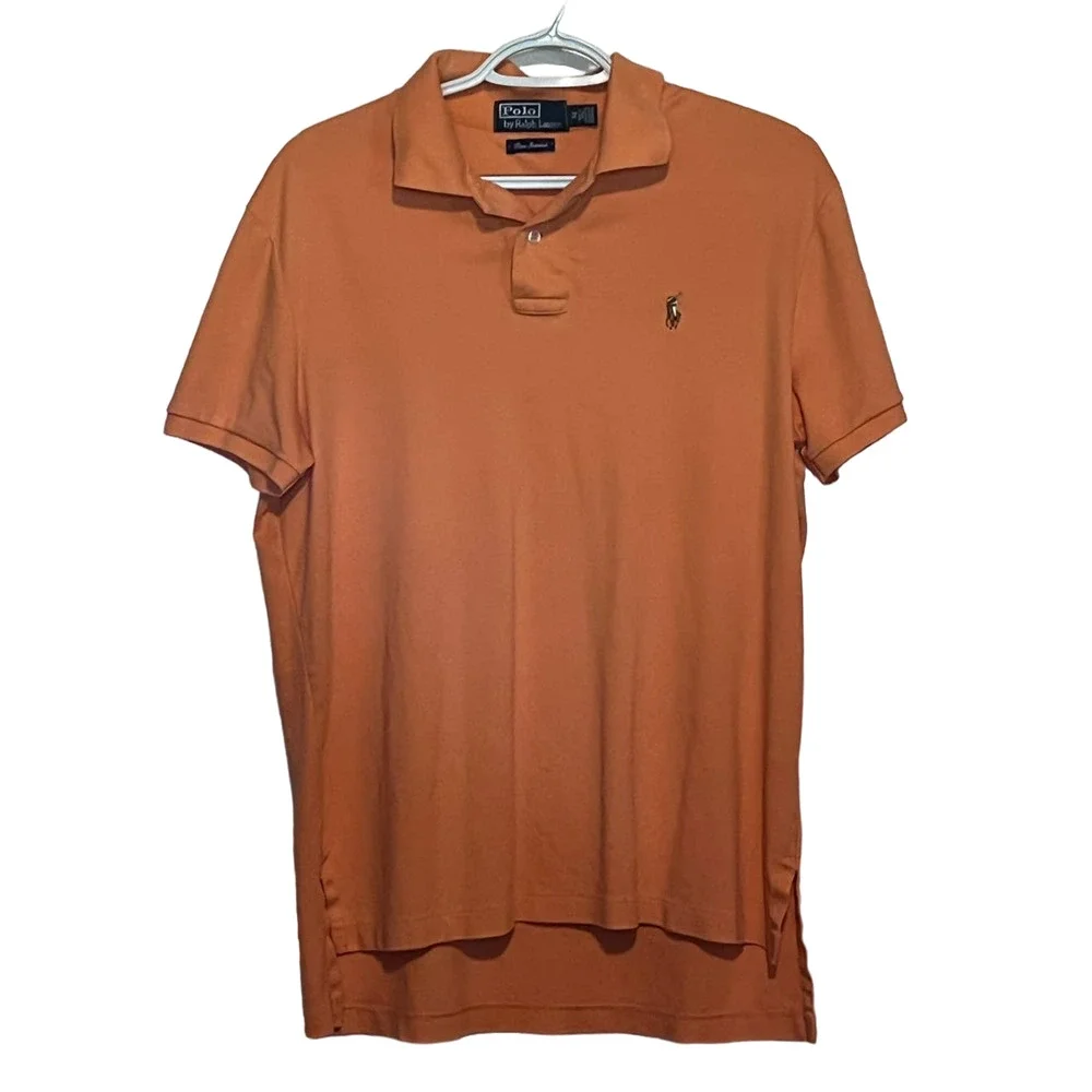 Polo‎ by Ralph Lauren Men's Orange Short Sleeve Pima Interlock Shirt Polo Size M